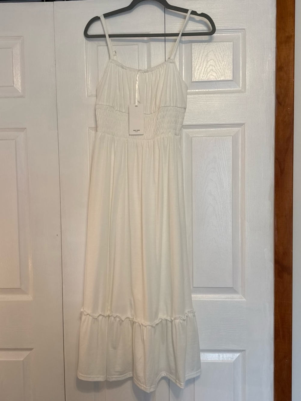 White Maxi Dress with Ruffle Hem